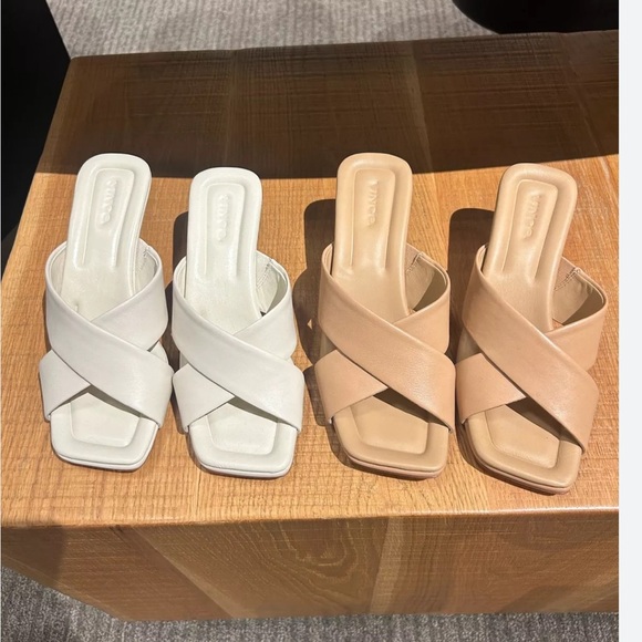 Vince Women's Cream Criss Cross-Strap Sandals Cecilia Square toe Elegant Shoes 9 - Picture 3 of 8